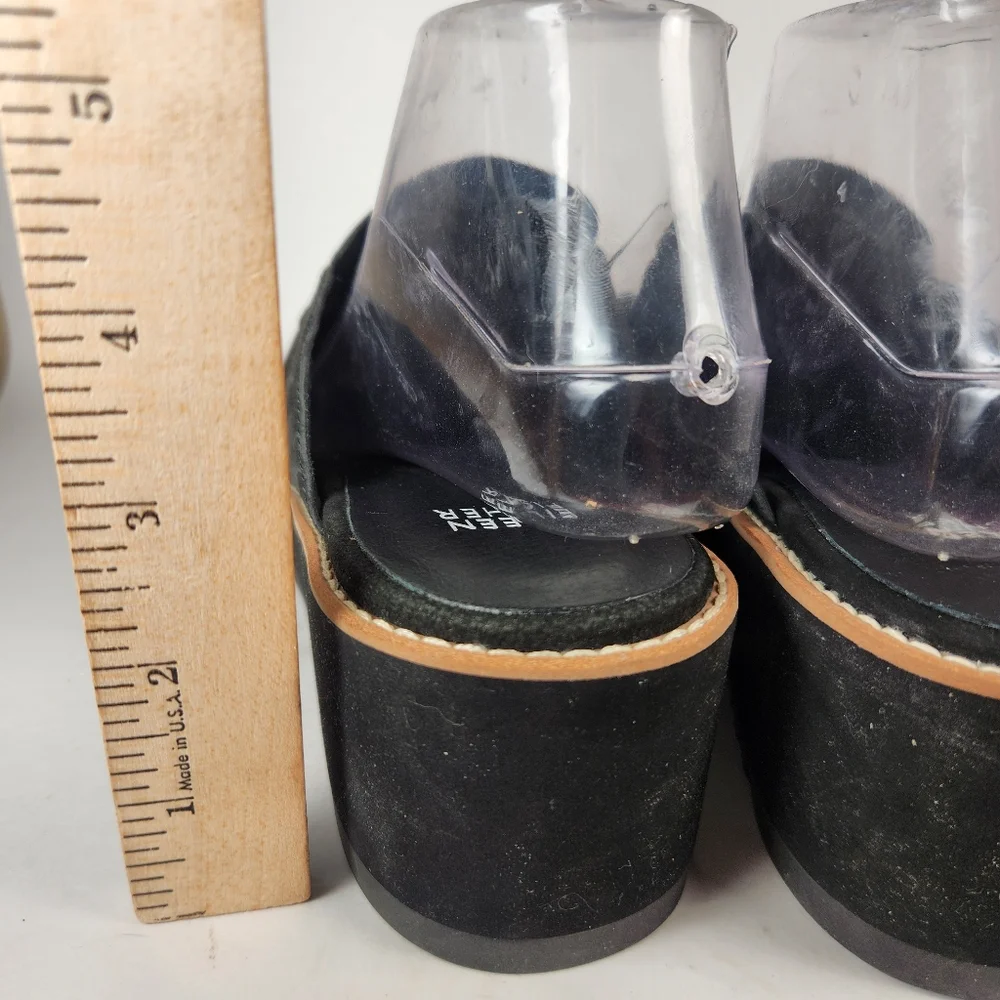 EILEEN FISHER Womens Loti Wedge Mule Size 10 Black Nubucl Leather Clog Shoe - Picture 8 of 11